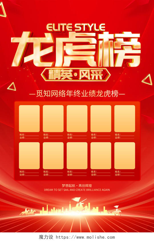 红色大气2024龙年销售龙虎榜宣传海报